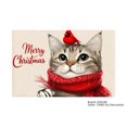 thumbnail image 1 of JOOCAR Merry Christmas Cat with Red Bird and Scarf Linen Table Mats Set of 4 for Home Kitchen Table Decor 12x18 inch, 1 of 5