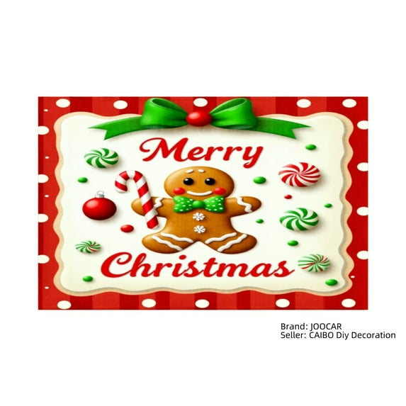 JOOCAR Merry Christmas Gingerbread Man Holiday Design Linen Table Mats Set of 4 for Home Kitchen Table Decor 12x18 inch
