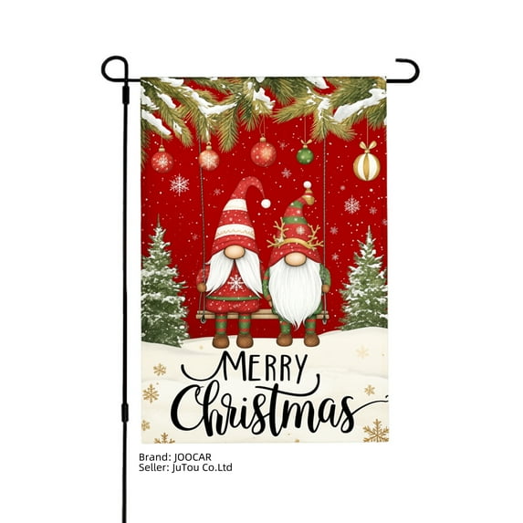 JOOCAR Merry Christmas Gnomes Garden Flag for Winter Christmas Home Outdoor Garden Yard Door Decor 12x18 inch