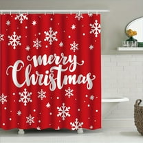 JOOCAR Merry Christmas Red Snowflake Polyester Shower Curtain for Home Bathroom Bath Tub Decor 72x72 inch