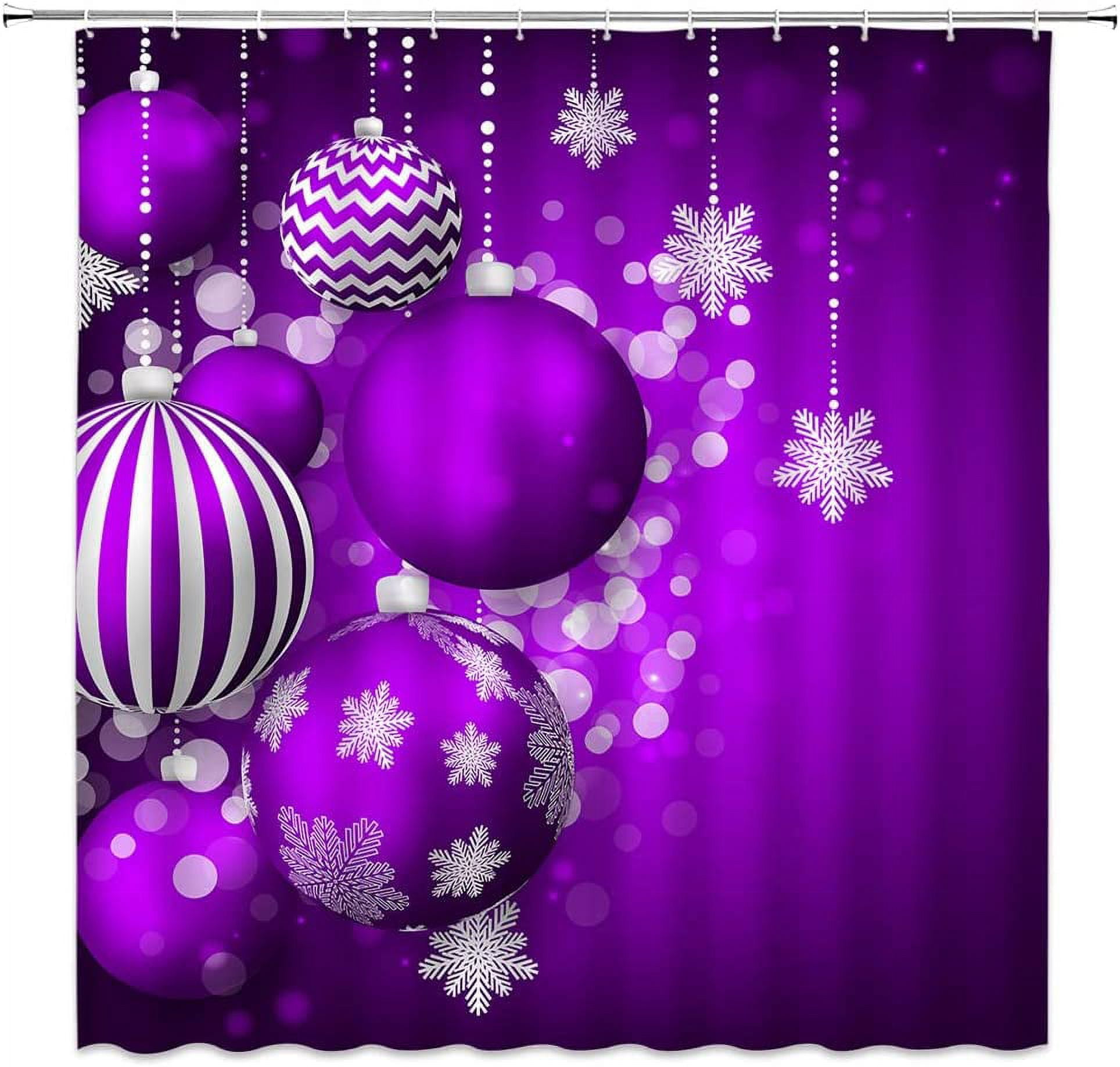 JOOCAR Merry Christmas Shower Curtain Purple Christmas Balls Fantasy