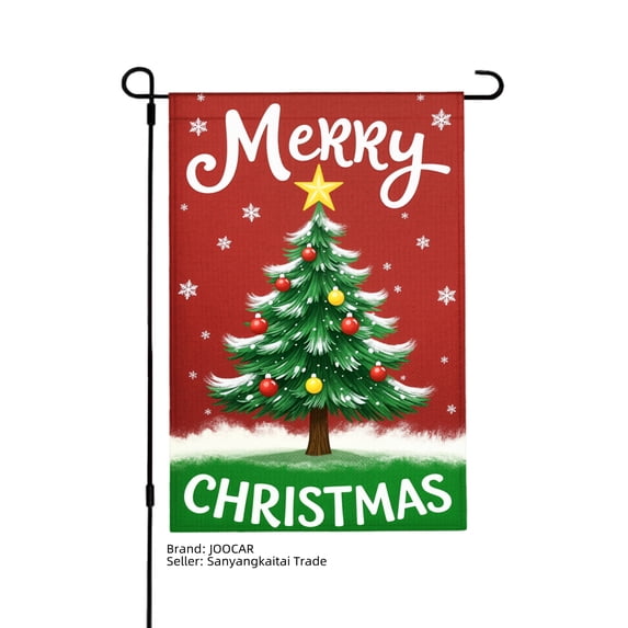 JOOCAR Merry Christmas Tree Garden Flag for Winter Christmas Home Outdoor Garden Yard Door Decor 12x18 inch
