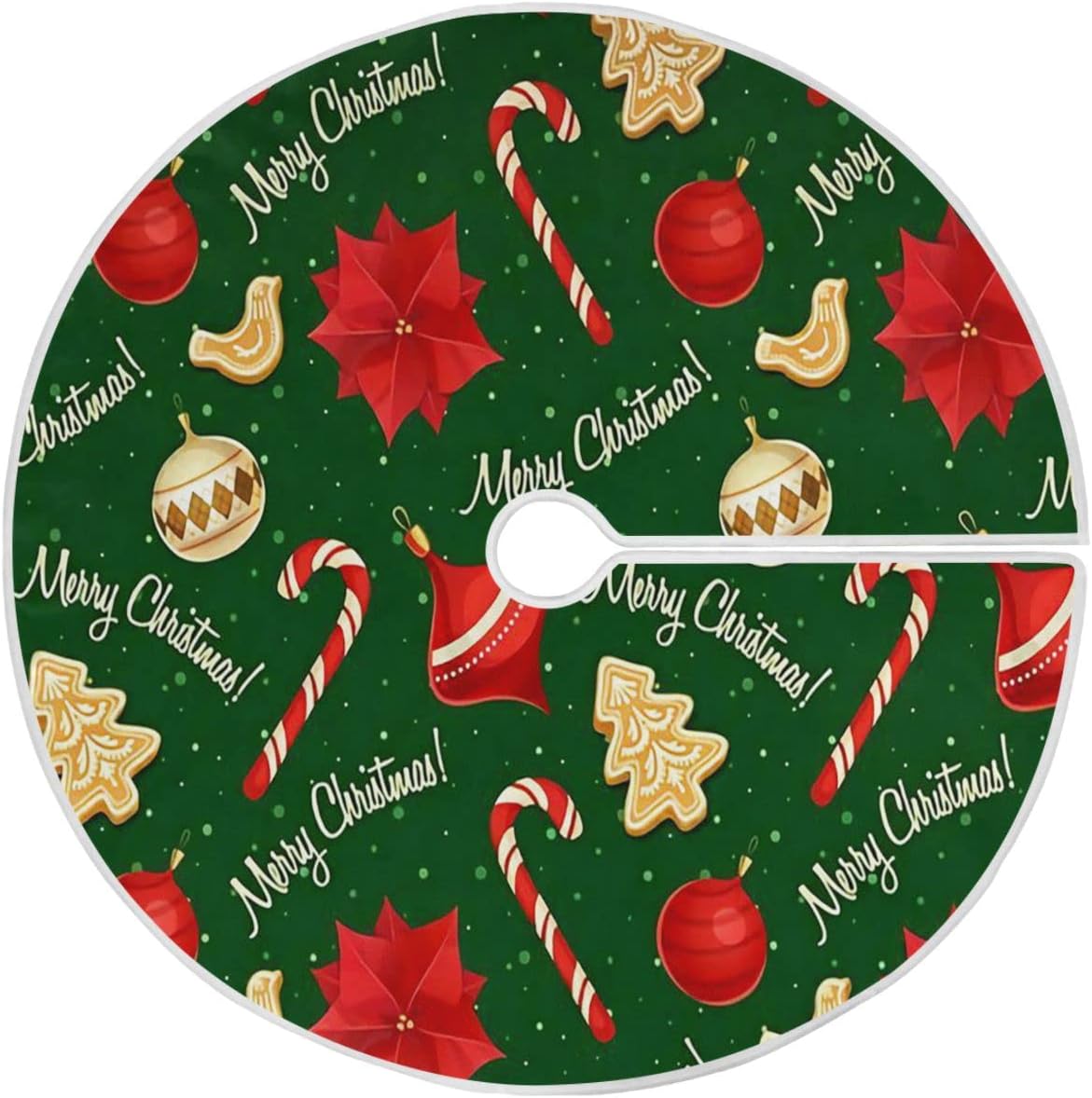 JOOCAR Merry Christmas Tree Skirt Decorations Gingerbread Man