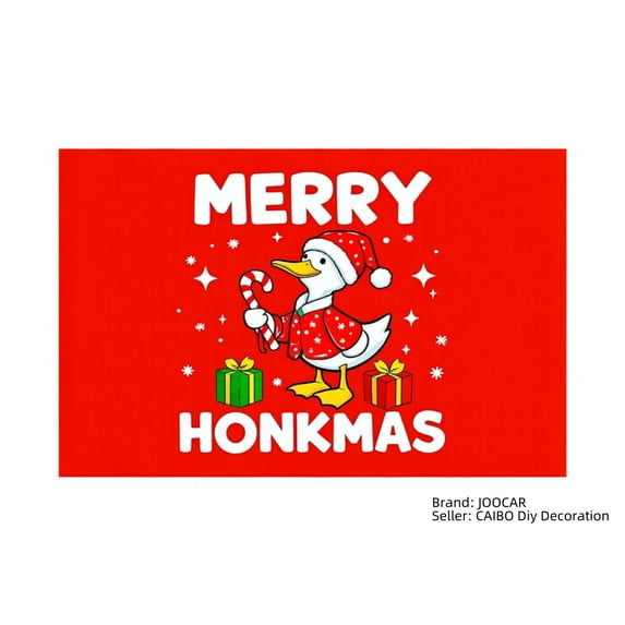 JOOCAR Merry Honkmas Duck Christmas Holiday Design Linen Table Mats Set of 4 for Home Kitchen Table Decor 12x18 inch