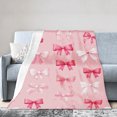 thumbnail image 1 of JOOCAR Pink Bow Pattern Flannel Throw Blanket For Gift Home Sofa Bed Decoration 60x50 inch, 1 of 5