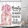 thumbnail image 1 of JOOCAR Pink Perfume Bottle Polyester Shower Curtain 72"x72" Girls Women Fashion Floral Inspirational, 1 of 7