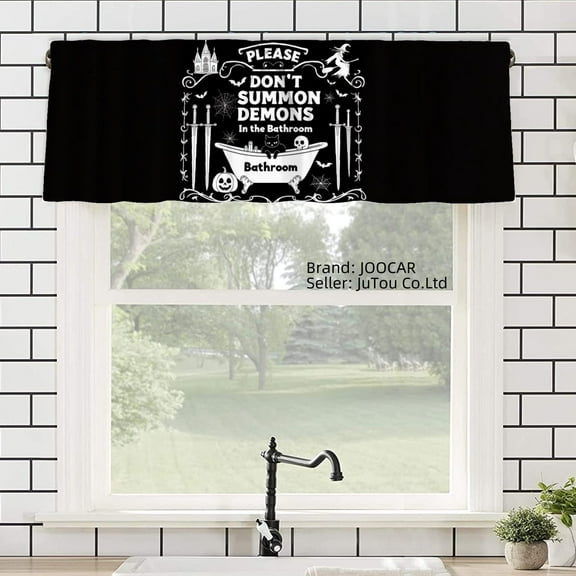 JOOCAR Polyester Window Valance Curtain with Don't Summon Demons Graphic for Home Kitchen Living Room Bedroom Bathroom Decor 54x18 inch