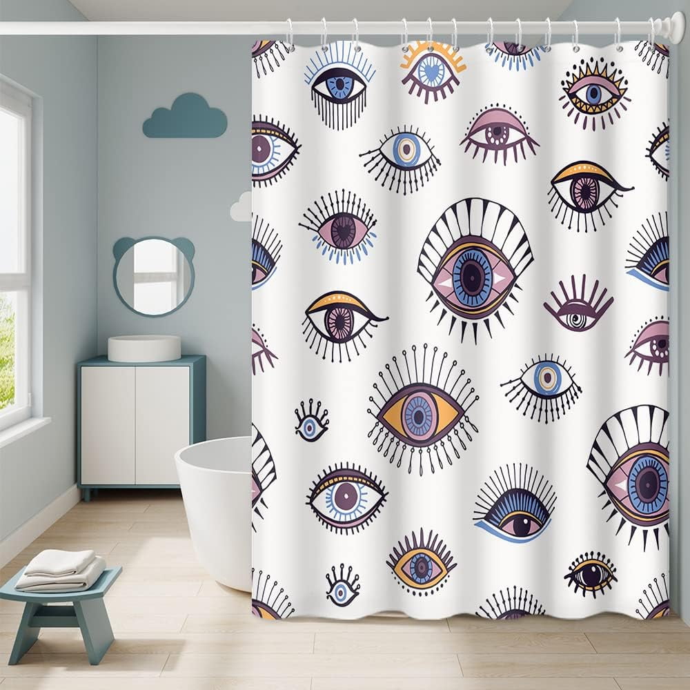 Retro shower curtain, funky shower curtain, green shower curtain, 70s shower curtain, 2024 retro decor 70s, hippie 70s decor, house warming gift