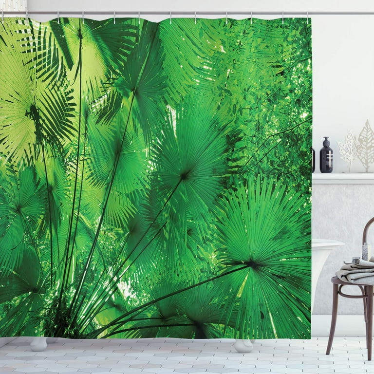 JOOCAR Rainforest Shower Curtain, Plants in Tropical Environment