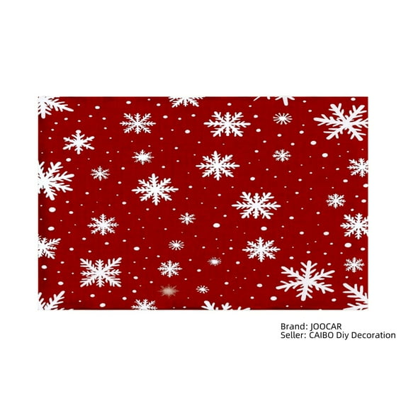 JOOCAR Red Snowflake Pattern Linen Table Mats Set of 4 for Home Kitchen Table Decor 12x18 inch