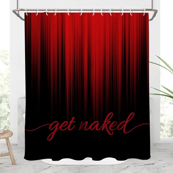 JOOCAR Red and Black Shower Curtain Get Naked Burgundy Ombre Adult Bright Solid Decorative Men Asian Dark Funny Abstract Cool Grey Oriental Gradient Home Bathroom, 72x72, Modern