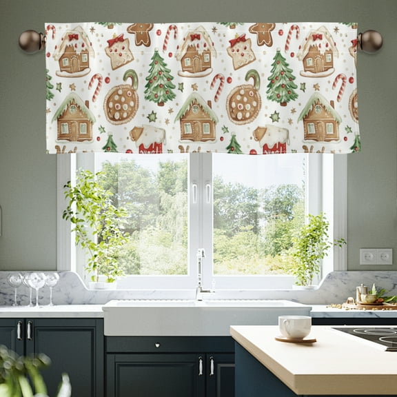 JOOCAR Road Pocket Polyester Window Valance Curtain for Indoor Living Room Bedroom Kitchen Decoration 54x18 inch