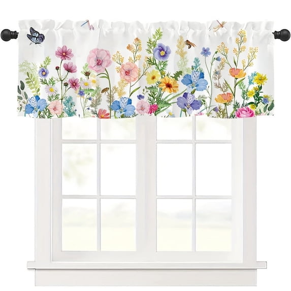 JOOCAR Road Pocket Polyester Window Valance Curtain for Indoor Living Room Bedroom Kitchen Decoration 54x18 inch