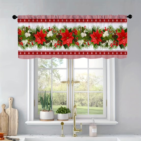 JOOCAR Road Pocket Polyester Window Valance Curtain for Indoor Living Room Bedroom Kitchen Decoration 54x18 inch