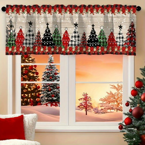 JOOCAR Road Pocket Polyester Window Valance Curtain for Indoor Living Room Bedroom Kitchen Decoration 54x18 inch