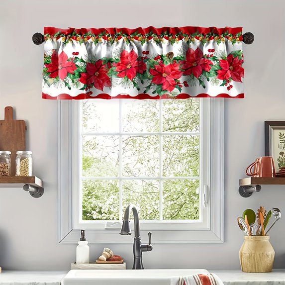JOOCAR Road Pocket Polyester Window Valance Curtain for Indoor Living Room Bedroom Kitchen Decoration 54x18 inch