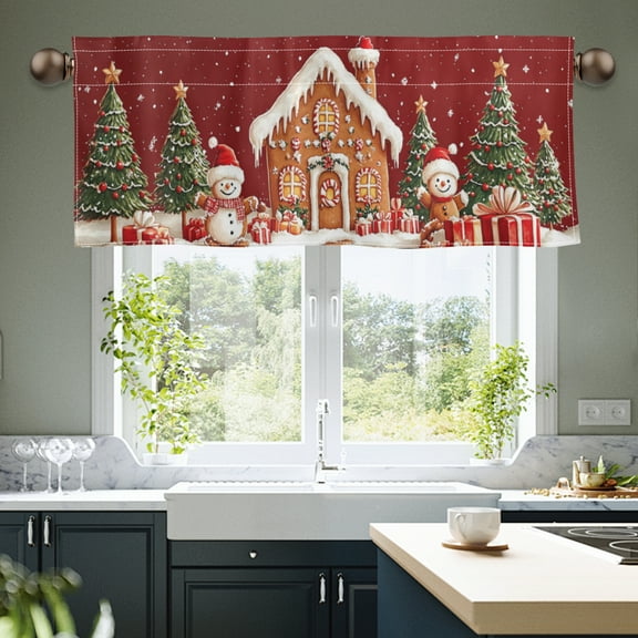 JOOCAR Road Pocket Polyester Window Valance Curtain for Indoor Living Room Bedroom Kitchen Decoration 54x18 inch