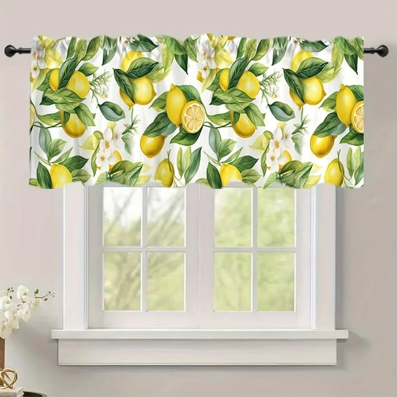 JOOCAR Road Pocket Polyester Window Valance Curtain with Lemon Pattern for Indoor Living Room Bedroom Kitchen Decoration 54x18 inch