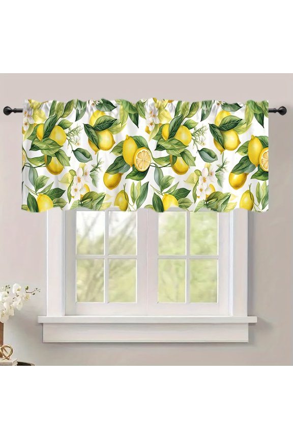 Road Pocket Polyester Window Valance Curtain with Lemon Pattern for Indoor Living Room Bedroom Kitchen Decoration 54x18 inch