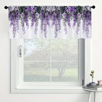 JOOCAR Road Pocket Polyester Window Valance Curtain with Purple Wisteria Design for Indoor Living Room Bedroom Kitchen Decoration 54x18 inch