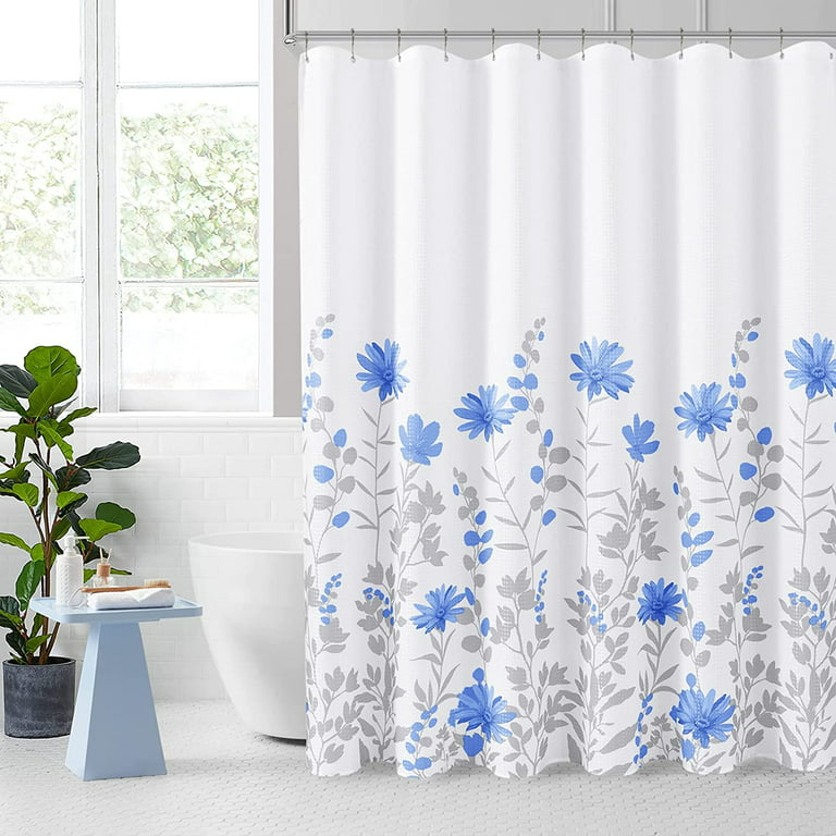 JOOCAR Shower Curtain Blue Floral Shower Curetains for Bathroom Flower  Plants Polyester Fabric Spring Shower Curtain Set for Home Hotel Bathroom