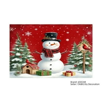 JOOCAR Snowman Christmas Scene Linen Table Mats Set of 4 for Home Kitchen Table Decor 12x18 inch