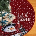 thumbnail image 1 of JOOCAR Snowman Let It Snow Red Christmas Tree Skirt 48 inch for Xmas Tree Christmas Party Decoration, 1 of 5