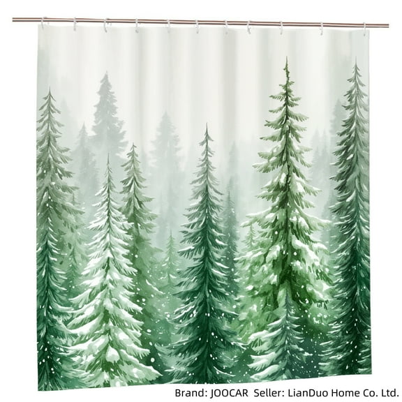 JOOCAR Snowy Pine Forest Polyester Shower Curtain for Home Bathroom Bath Tub Decoration 72x72 inch