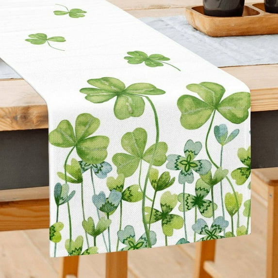 JOOCAR St. Patrick's Day Table Runner, Simple Clover 13x72 Inch Table Runner, Suitable for St. Patrick's Day Kitchen Dining Table Table Holiday Decoration