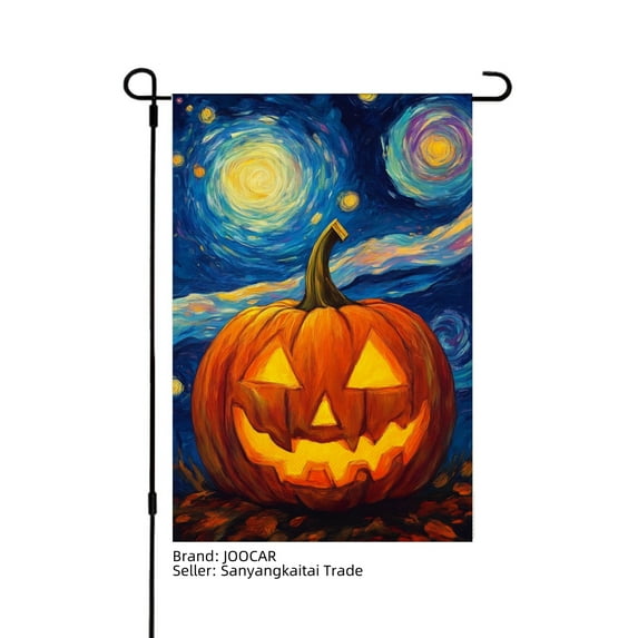 JOOCAR Starry Night Pumpkin Linen Garden Flag for Fall Autumn Home Outdoor Garden Yard Door Decor 12x18 inch