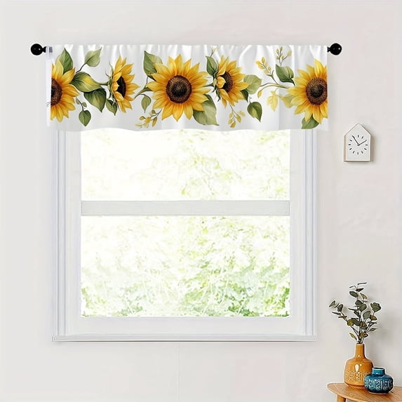 JOOCAR Sunflower Pattern Polyester Window Valance Curtain for Indoor Living Room Bedroom Kitchen Decoration 54x18 inch