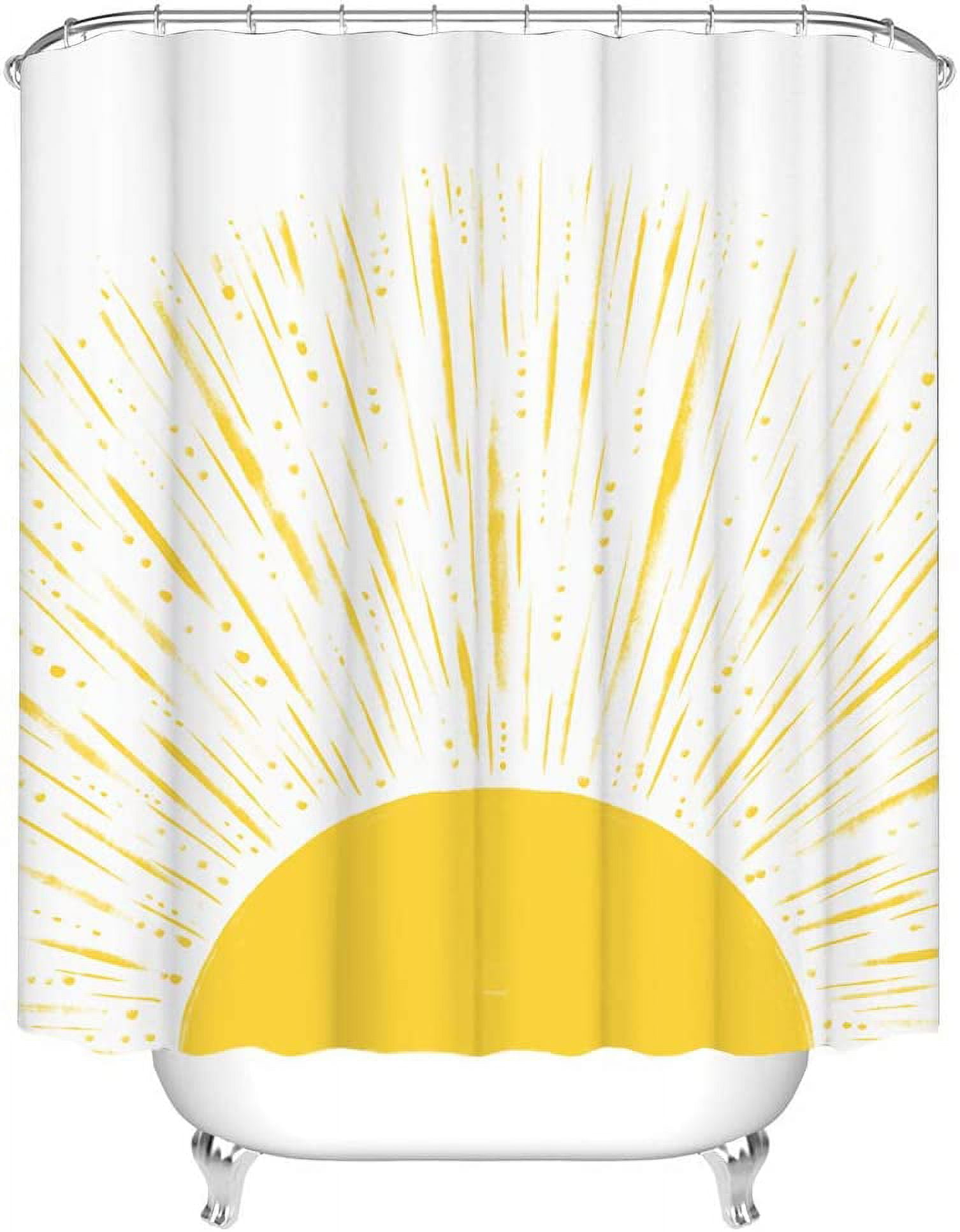 JOOCAR Yellow Sunshine Polyester Shower Curtains with Hooks 72 x 72 ...