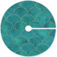 thumbnail image 1 of JOOCAR Teal Mermaid Christmas Tree Skirt Double Layers Fine Tree Skirt for Holiday Party, New Year Festive Decoration, 36 Inch, 1 of 5