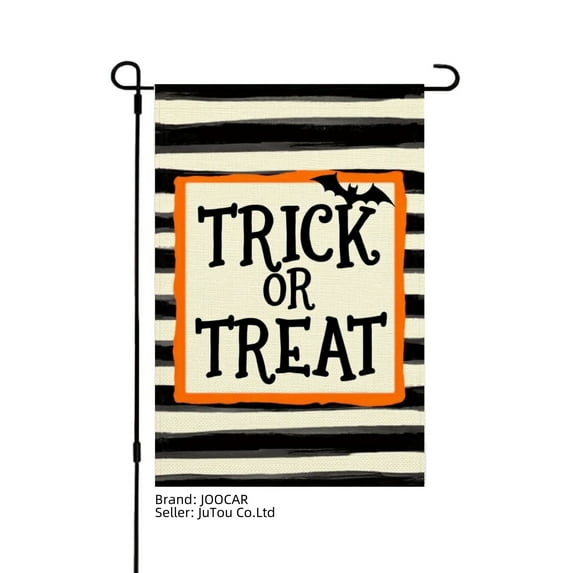 JOOCAR Trick or Treat Halloween Linen Garden Flag for Fall Autumn Home Outdoor Garden Yard Door Decor 12x18 inch