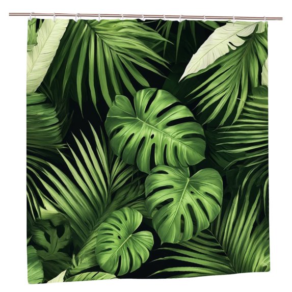 JOOCAR Tropical Leaves Pattern Polyester Shower Curtain for Spring Summer Home Bathroom Bath Tub Decor 72x72 inch