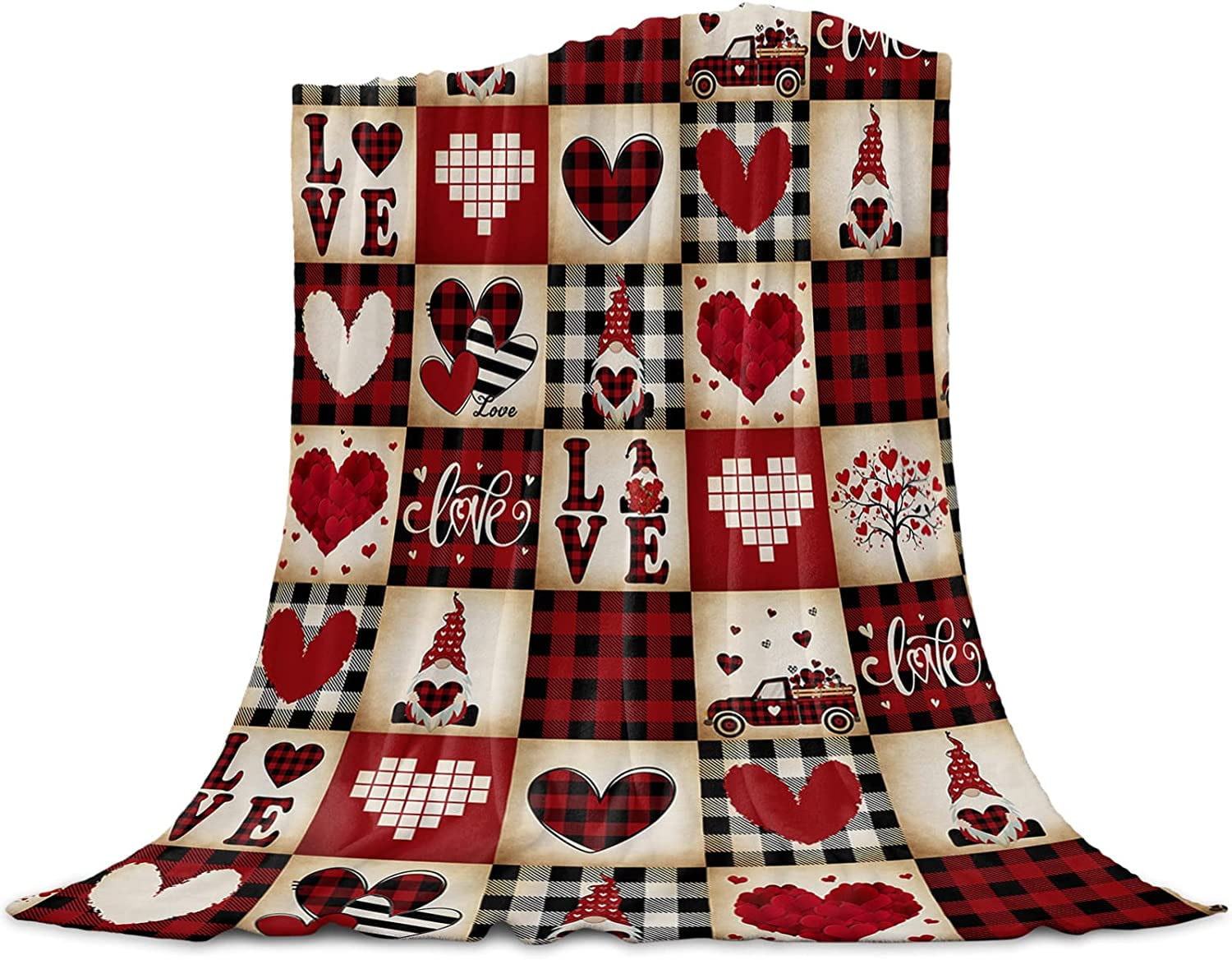 JOOCAR Valentine Love Blanket Super Soft Flannel Throw Blankets