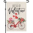 thumbnail image 1 of JOOCAR Valentine's Day Garden Flag, Hello Valentine Bike Rose Gift 12x18 Inch Double Sided Garden Flag for Outdoor Garden Holiday Yard Decoration, 1 of 5