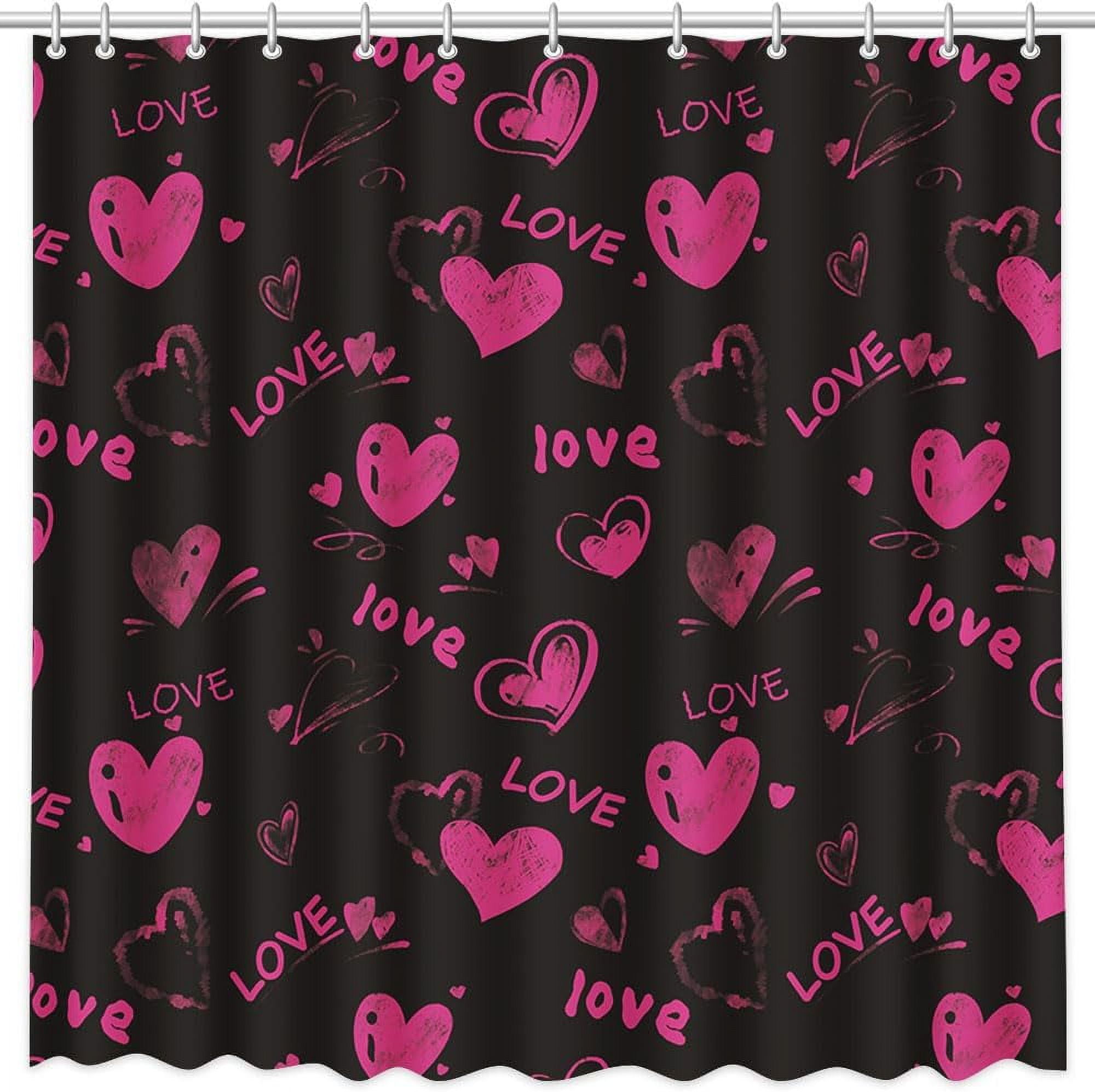 JOOCAR Valentine's Day Shower Curtain for Bathroom Decorations with 12