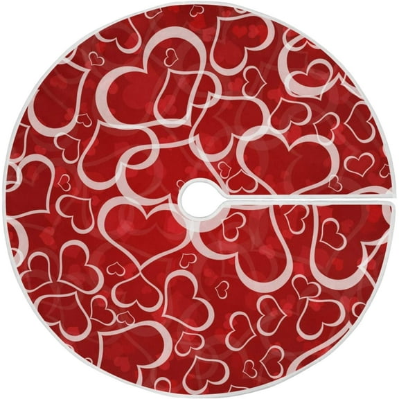 JOOCAR Valentine's Day Tree Skirt, Red Heart 36 Inch Tree Skirt for Mother's Day Decoration Home Holiday Party Decoration