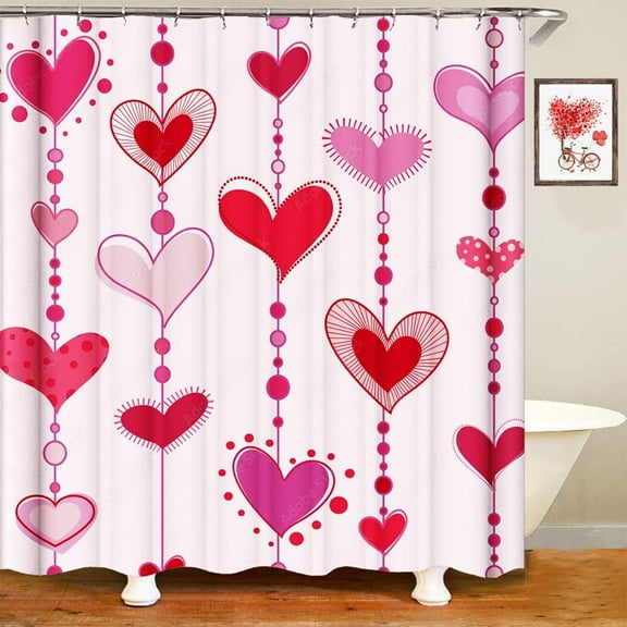 JOOCAR Valentines Day Shower Curtain Waterproof Shower Curtain for Bathroom Love Xmas Farmhouse Holiday Bathroom Decor 72x72 Inches,Weighted Hem with 12 Hooks Home Bathtub Decoration