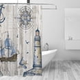thumbnail image 1 of JOOCAR Vintage Nautical Sailboat Compass Anchor Lighthouse Polyester Shower Curtain for Bathroom, 1 of 6