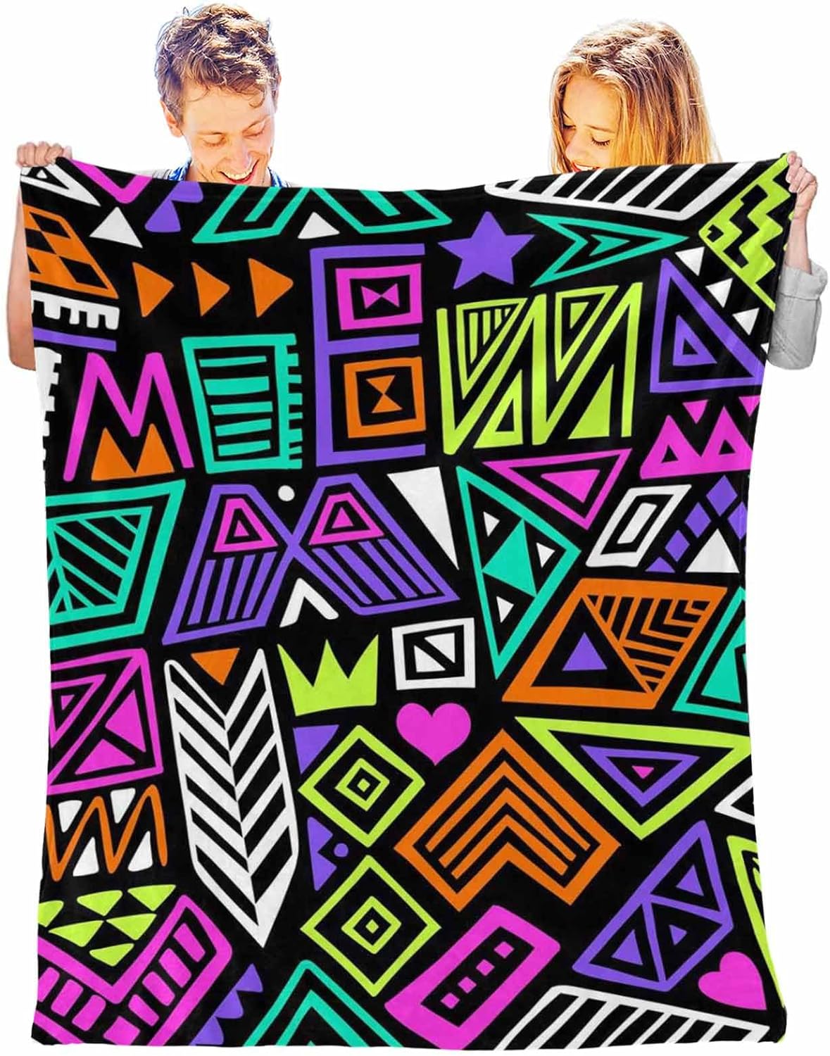 JOOCAR Warm Blankets Geometric Art Printing Durable Blanket UltraSoft