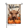 thumbnail image 1 of JOOCAR Welcome Highland Cow with Pumpkins Linen Garden Flag for Fall Autumn Home Outdoor Garden Yard Door Decor 12x18 inch, 1 of 4