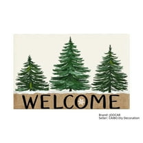 JOOCAR Welcome Pine Trees Design Linen Table Mats Set of 4 for Home Kitchen Table Decor 12x18 inch