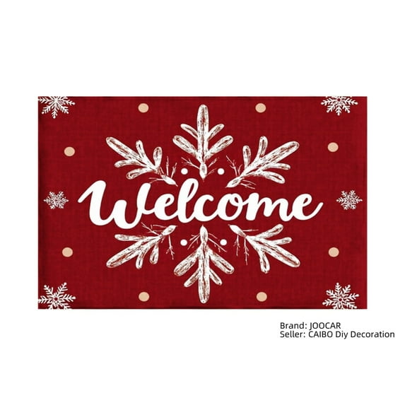 JOOCAR Welcome Snowflake Red Christmas Table Mats Set of 4 for Home Kitchen Table Decor 12x18 inch