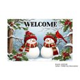 thumbnail image 1 of JOOCAR Welcome Snowmen Winter Scene Linen Table Mats Set of 4 for Home Kitchen Table Decor 12x18 inch, 1 of 5
