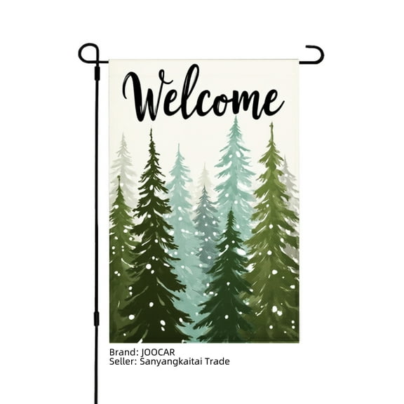 JOOCAR Welcome Winter Forest Garden Flag for Winter Christmas Home Outdoor Garden Yard Door Decor 12x18 inch