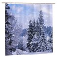 thumbnail image 1 of JOOCAR Winter Shower Curtain, Purple Christmas Forest Mountain Scenery Snow Covered Tree Seasonal Shower Curtain Set, Waterproof Polyester Fabric  72x72 Inches with Hooks, 1 of 7