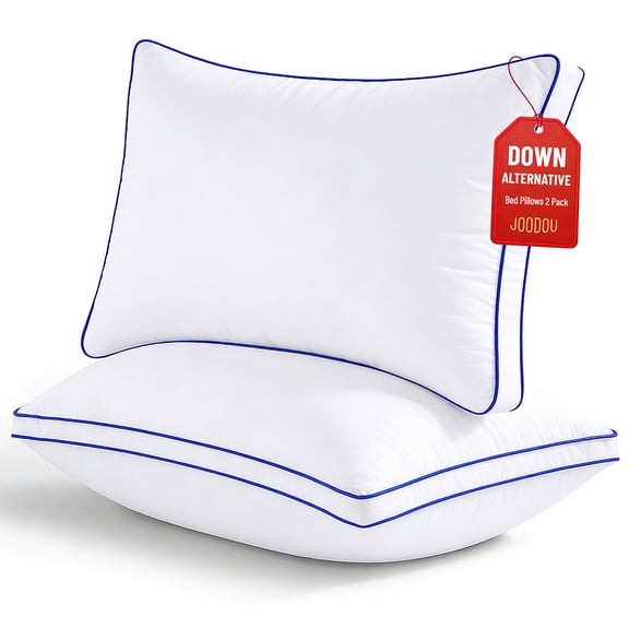 JOODOU Pillows Queen Size Set of 2 Bed Pillows 2 Pack Down Alternative Hotel Pillows for Side Sleepers and Back Sleepers Gusseted Cooling Pillows for Sleeping 20" x 30"