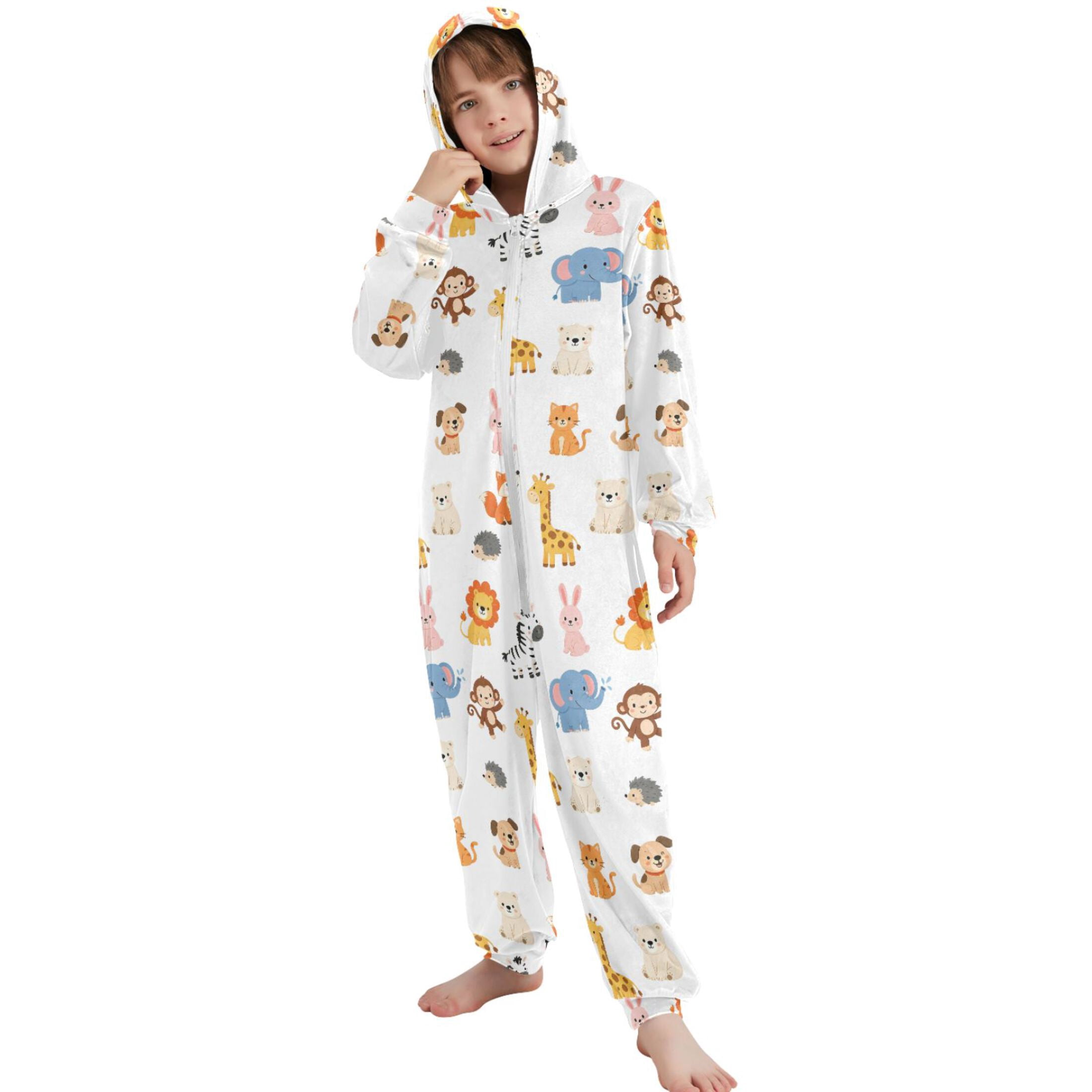 JOOGOO Giraffe Lion Elephant Animal Pattern Unisex Onesie Pajamas ...